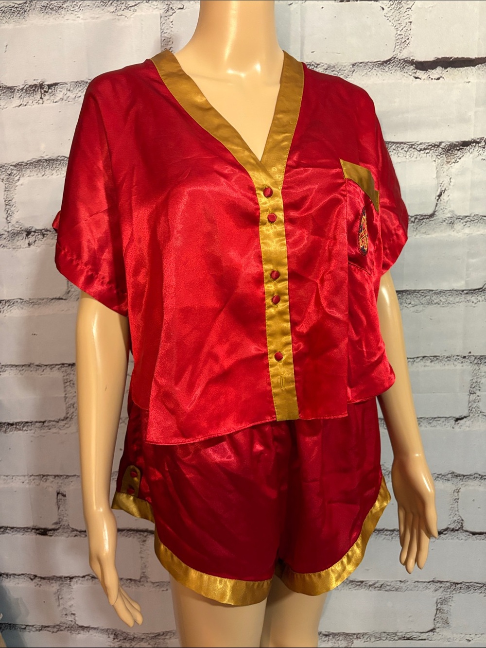 Vintage Val Mode Lingerie Satin Pajama Shorts Set Size M